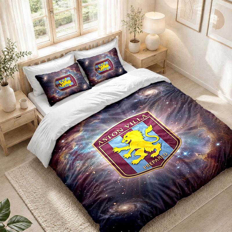 Set Biancheria da Letto 1 Copripiumino 2 Federe Stampa Calcio Aston Villa Camera da Letto Decorazione Casa