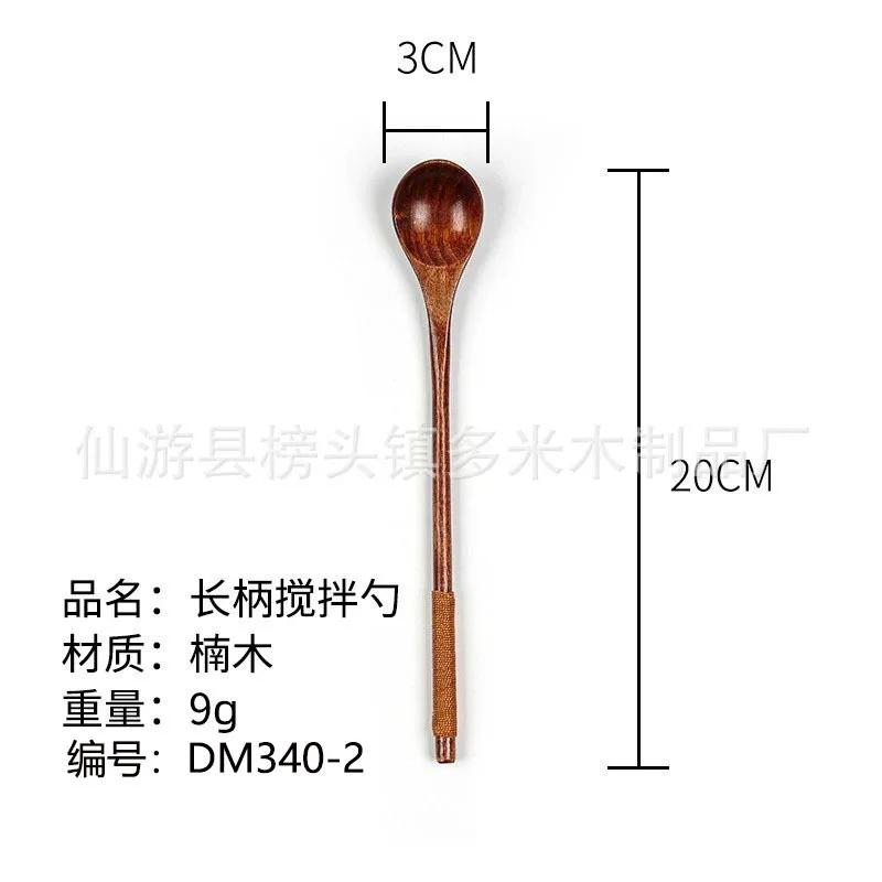 1pcs Long Handle Coffee Spoon Natural Creative Solid Wood Tableware Stir Stick Milk Tea Honey Wooden Kitchen Tools