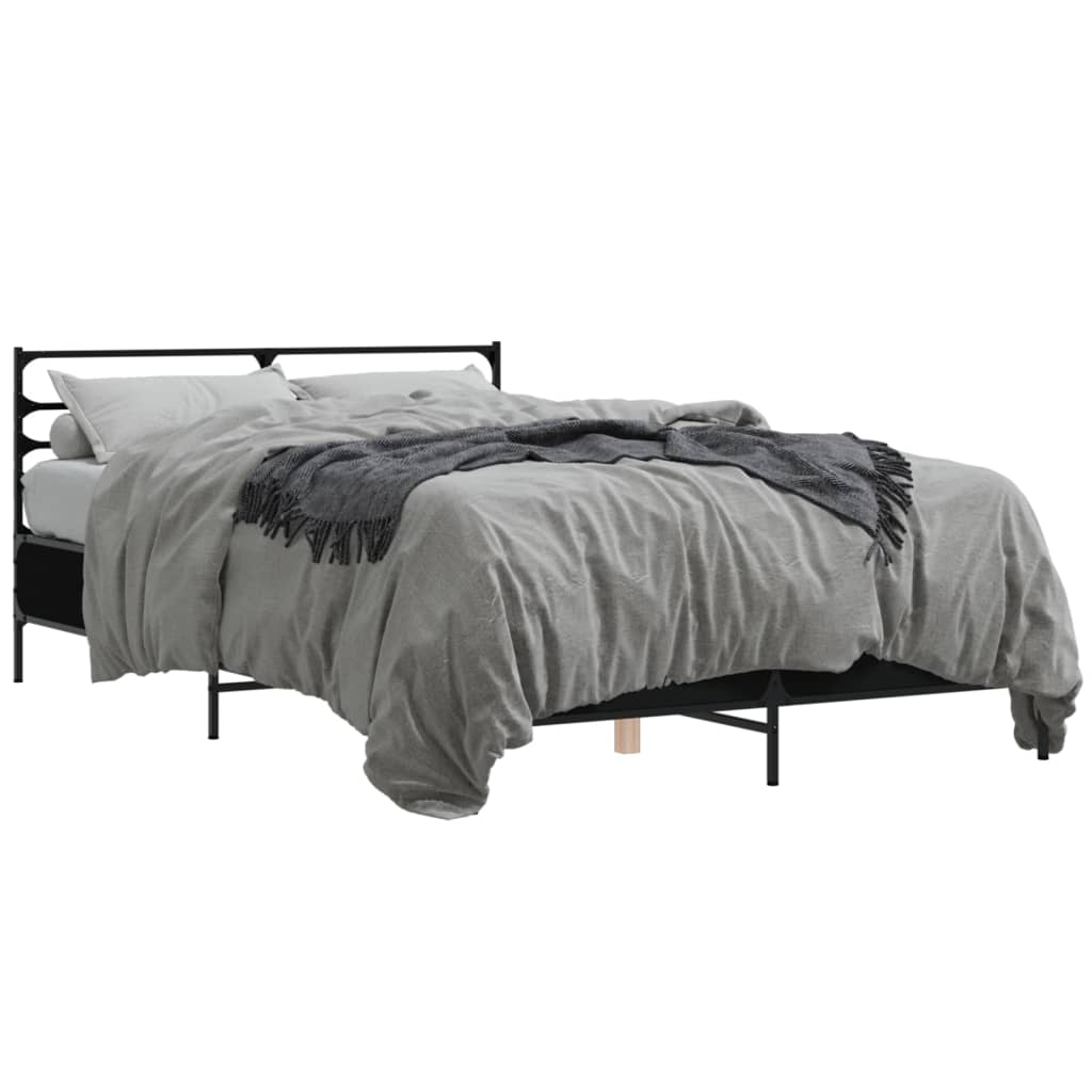 Bed Frame Black 140 x 200 cm Particleboard and Metal