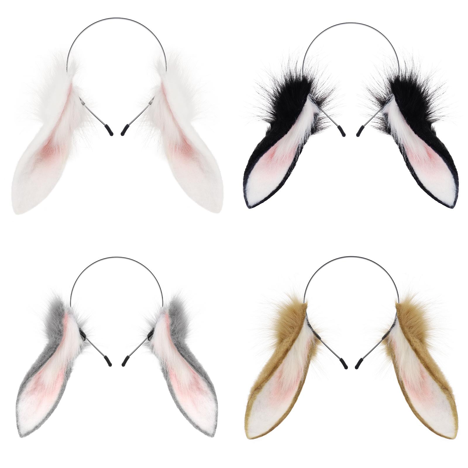Yiran Sexy Lingerie Unisex Kids Animal Rabbit Ears Headband Faux Fur Bunny Headwear Plush Hairband Party Cosplay Costume Accessories