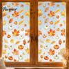 Waterproof PVC Window Art Watercolor Fall Static Clings, Maple Leaf & Pumpkin Removable Stickers, Autumn Seasonal Wall Decor Decal for Thanksgiving