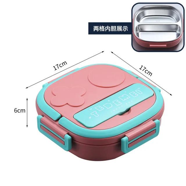 550ML Kids Baby Snacks Container Outdoor Picnic Stainless Steel Lid Bento With Compartment Travel Leakproof Lunch Box School