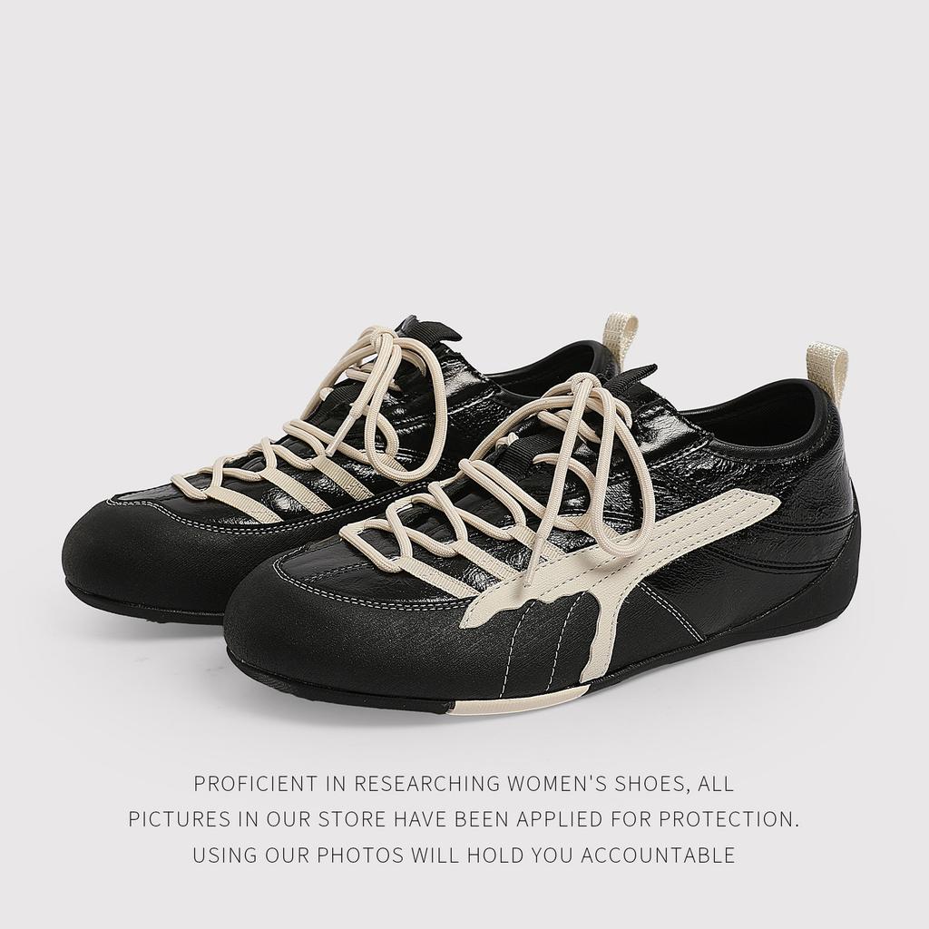 European And American Women'S Cloth Surface Breathable German Training Shoes Color Matching LaceUp Flat Bottom Comfortable Sports And Leisure