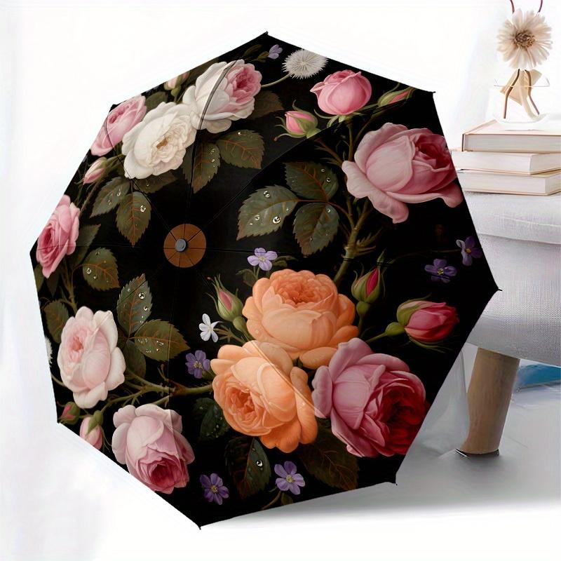 1pc Floral Circular ArrangementUmbrella with Plastic Handle,Suitable for All Seasons Home Travel Outdoor UmbrellaB1795