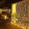 LED Vorhanglichter Warm Lichterkette Festivalbeleuchtung Regenbogen Fensterlampe Zuhause Schlafzimmer Hochzeit Weihnachtsdekoration