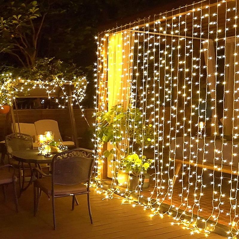 LED Vorhanglichter Warm Lichterkette Festivalbeleuchtung Regenbogen Fensterlampe Zuhause Schlafzimmer Hochzeit Weihnachtsdekoration