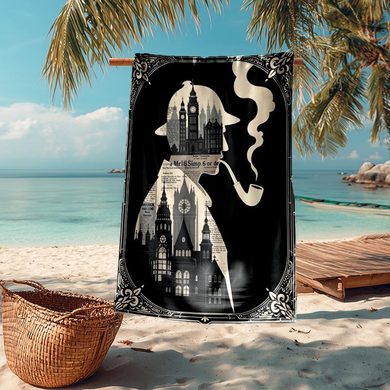 Ultra-Soft Beach Towel with Sherlock Holmes Theme,Ideal for Pool - Camping, Diving - Perfect Travel Essential, Vibrant Beach Towel.