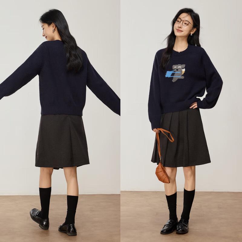 VICTORIA&VERA Women's Puppy Jacquard Knit Sweater