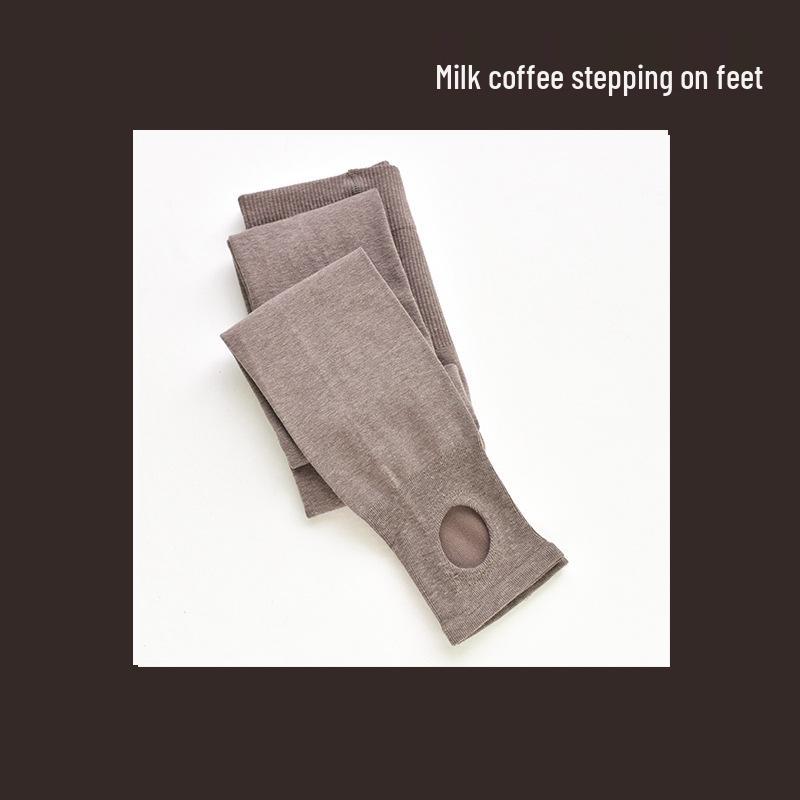 Autumn/Winter High Waist Gray Striped Cotton Base Layer Tights for Women