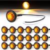 MADCATZ (Pack of 20) 3/4 Inch Round Amber LED 3 Diodes Small Trailer Side Marker Lights Sealed Flush Mount Shockproof 12V DC Truck Caravan Lorry Bus