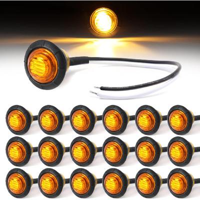 MADCATZ (Pack of 20) 3/4 Inch Round Amber LED 3 Diodes Small Trailer Side Marker Lights Sealed Flush Mount Shockproof 12V DC Truck Caravan Lorry Bus