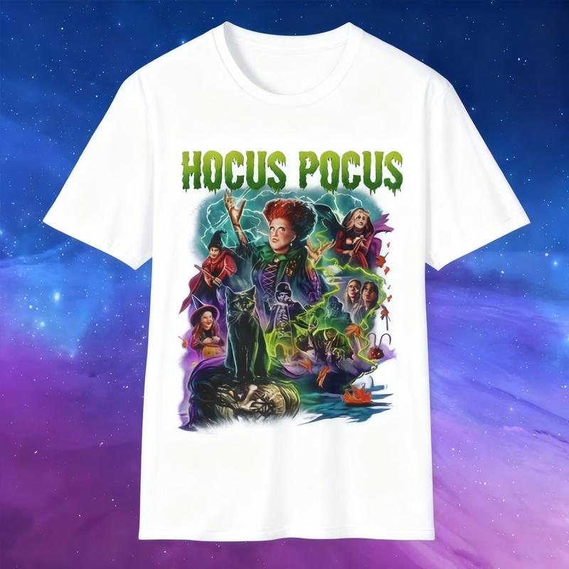 Hocus Pocus Cult Classic Goth Witches HALLOWEEN Graphic Short Sleeve Shirt Unisex Unisex Women Summer Crew Neck Cotton Tee S