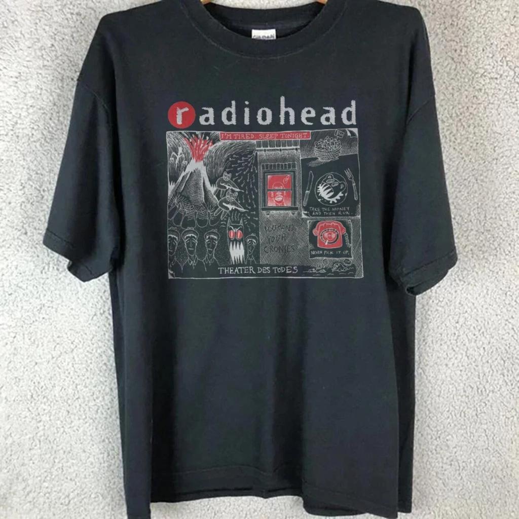 Maglietta Radiohead, Maglietta Unisex Base Nera Radiohead Stampa