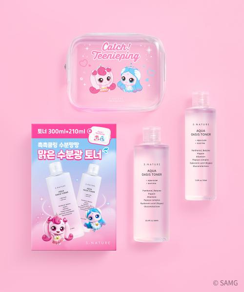 S.Nature Aqua Oasis Toner Set 300ml+210ml Catch Teenieping Edition (+Free Pouch)