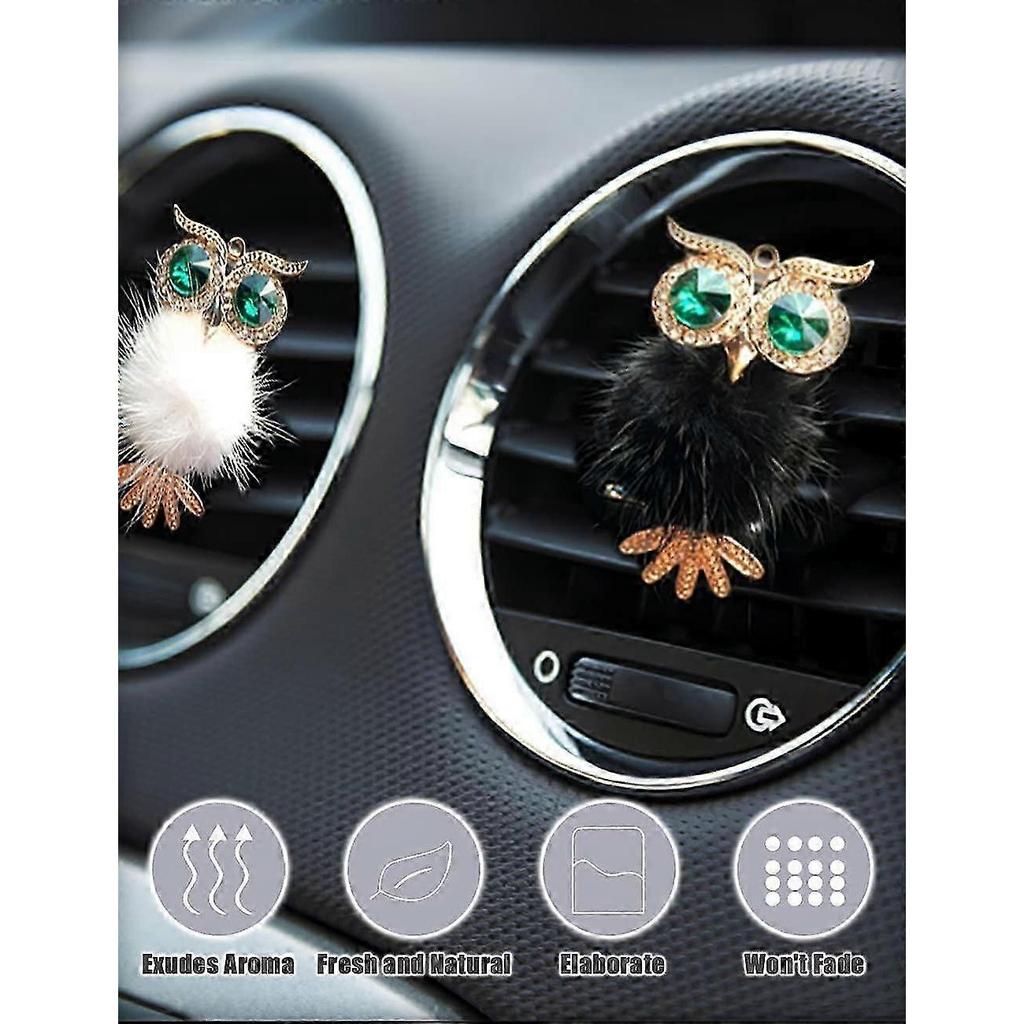 Bling Auto Lüftungsschlitz Clip Anhänger Eule 2 Stück, Auto Lüftungsschlitz Lufterfrischer, Mode Auto Ätherisches Öl Diffusor, Auto Innenraum Dekor Anhänger, Bling Auto Zubehör