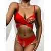 Women Sexy Dragon Print Split Swimsuit With Coat And Sun  Straps