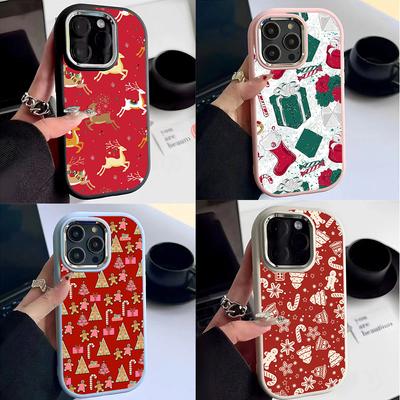 N115 Diseño de Feliz Navidad Feliz Año Nuevo Fundas de teléfono suaves para iPhone 16Pro Max Xiaomi 11 Lite 5G Redmi 13C Marco enchapado Protector de cámara Cubierta trasera