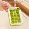 Ice Cube Tray with Lid 15 Cubes Ice Grid Easy-Release Silicone Bottom Stackable Ice Trays for Freezer