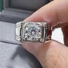 Simple Fashion Moissanite Ring Platinum Men - Sleek Design Calm, Platinum Sparkle, Low-Key Stylish Daily Wear