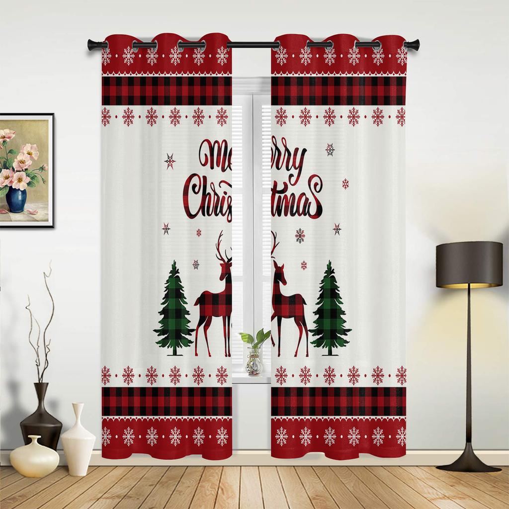 Cartoon Santa Claus Weihnachten Baum Rot Grün Fenster Vorhänge Für Kinder Schlafzimmer Wohnzimmer Wohnkultur Navidad Natal Neue Jahr