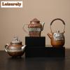 Antique Gilded Silver Lotus Ceramic Teapot Japanese Tea Infuser Pot Tea Maker Kettle with Ball Hole Cafes Accessories Ornaments