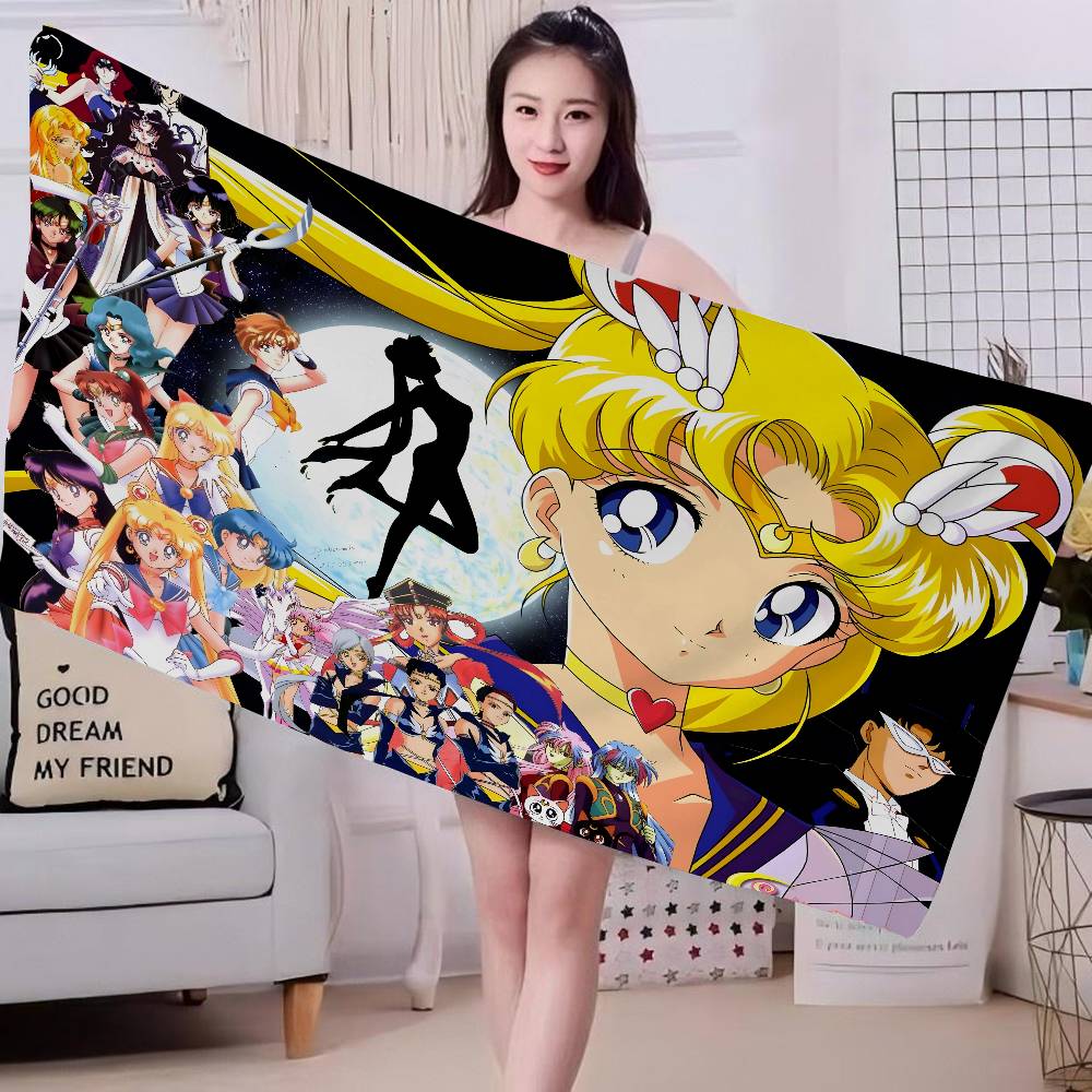 S-Sailor M-Moon Microfiber Blanket Quick Drying Beach Towels Oversized Printing Super Absorbent Pool Towel Blanket