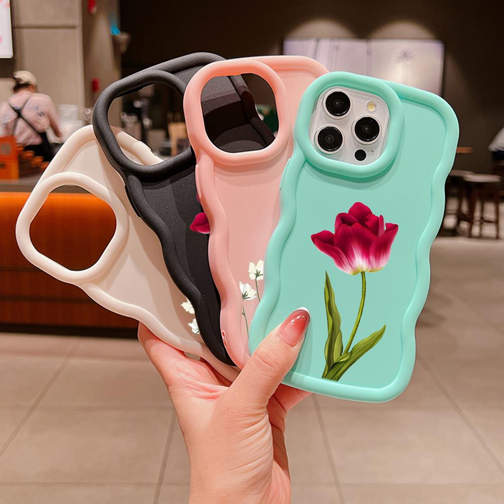 Чехлы для телефонов N93 Peony Macaron с волнистыми краями для iPhone 15 14 12 Pro — фото 3