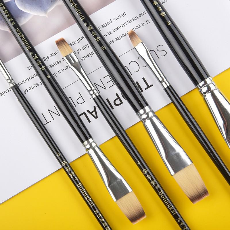 Digital Oil & Watercolor Brush Set: 8-Piece Flat Nylon Bristle Brushes for Painting and Art Supplies