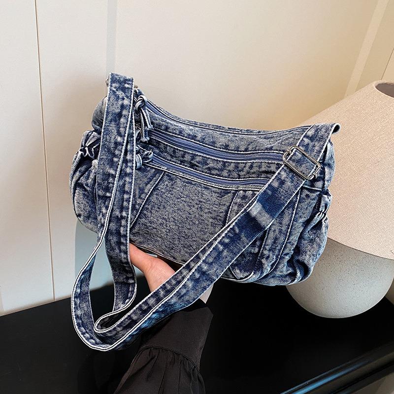 Denim Bag Women's New Fashion Commuter Tote Bag Casual Large Capacity Messenger Bag Student Class Bag