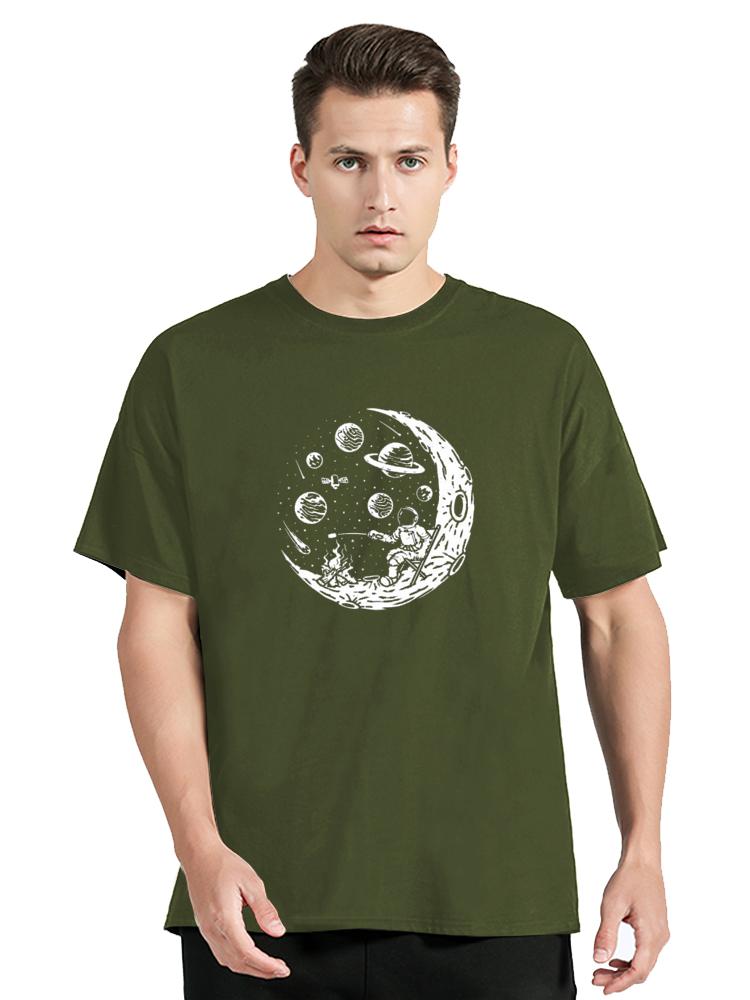 Summer T-shirt High Quality Cotton Funny Astronaut Moon Barbecue Casual T Shirt Fitness Unisex Tops Tees Clothing