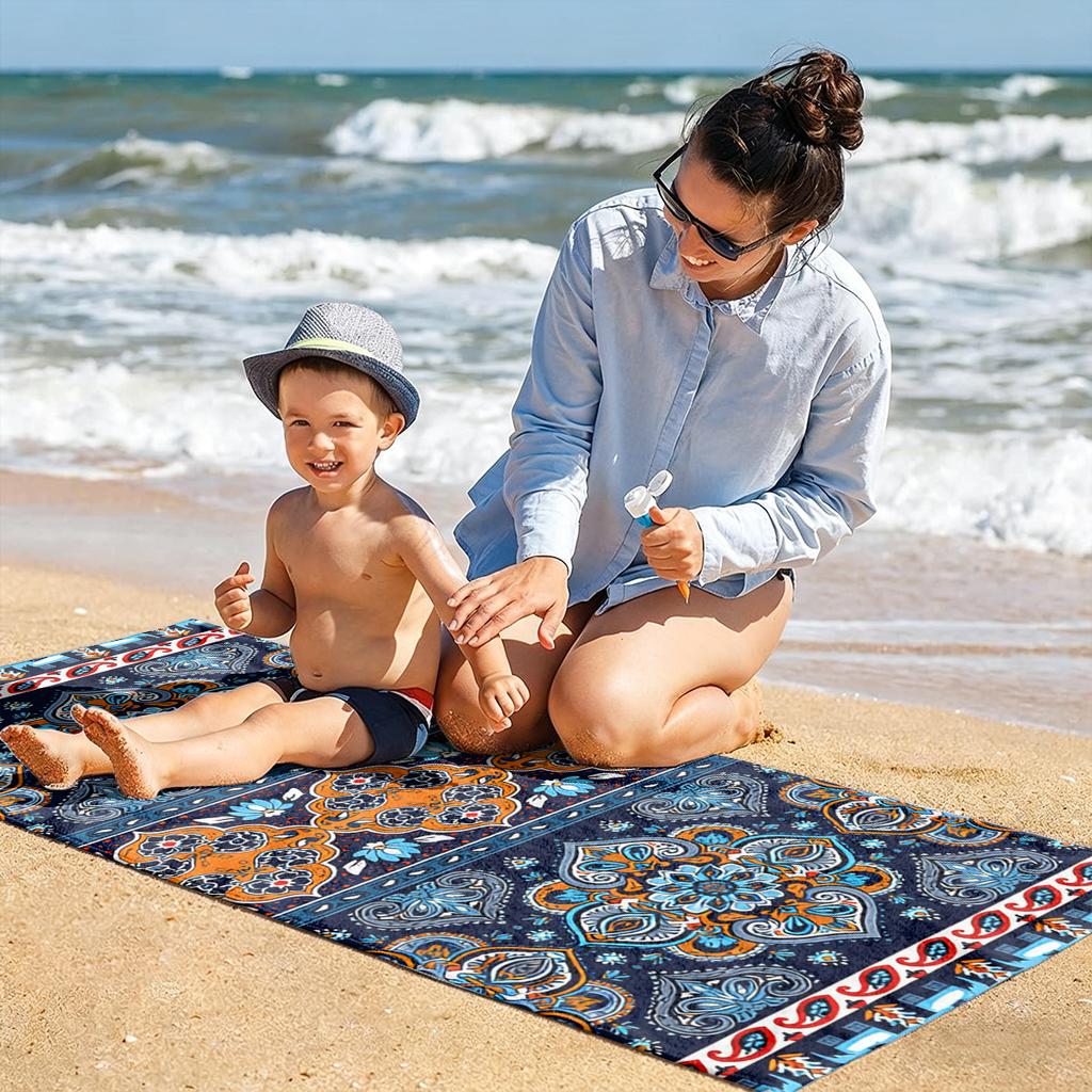 1PC Oversized Lightweight Beach Towel Bohemia Style Pattern Quick-Dry Beach Towel For Yoga Tourism Beach GYM Camping Swimming