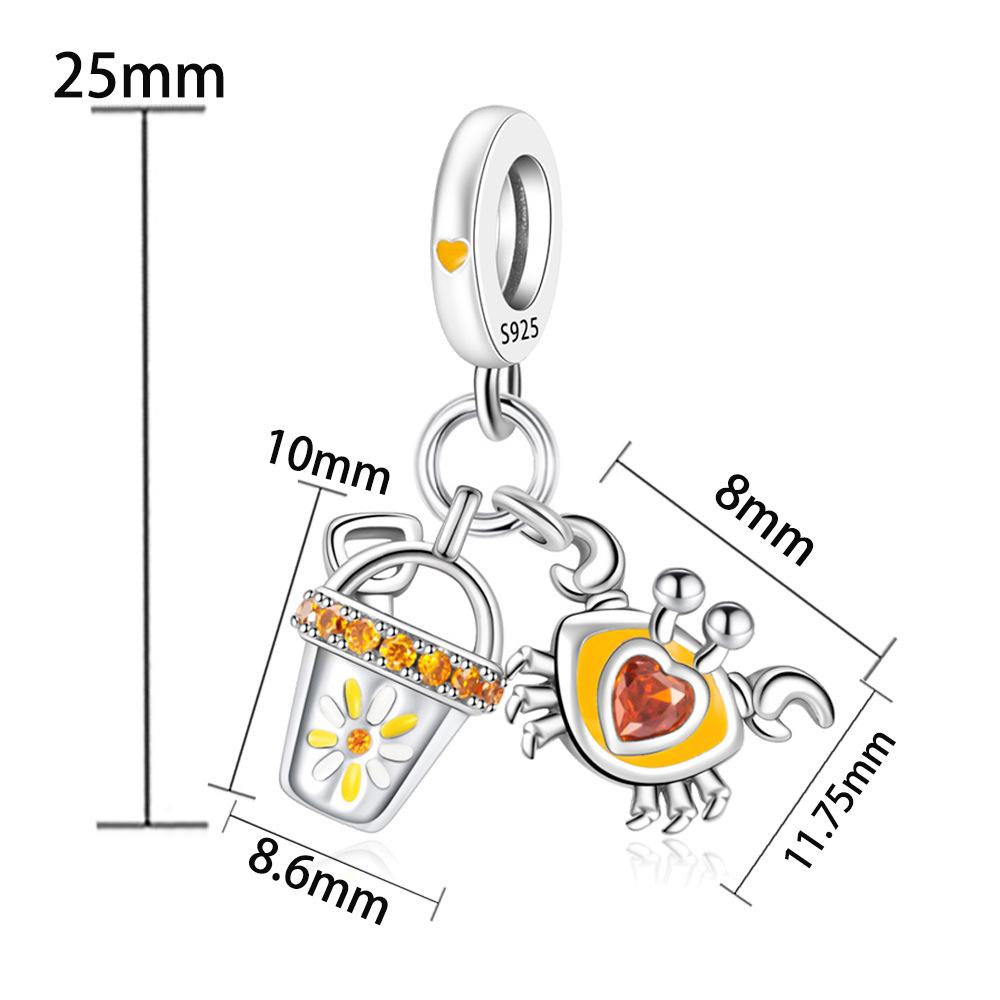 S925 Silver Ocean Beach Bucket Crab Charm Bracelet Necklace DIY Beading Kit Accessories Set