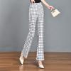 Black & White Plaid Flare Pants - 2024 Summer Elastic Waist, Slim Fit, Versatile Women's Micro Flare Long Pants
