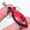Natural Red Labradorite, Garnet 925 Sterling Silver Jewelry Pendant 2.76" T6t27