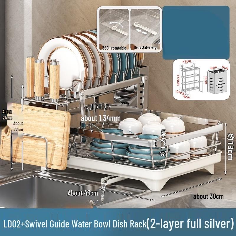 cmaos Double-Layer Carbon Steel Kitchen Dish Drying Rack