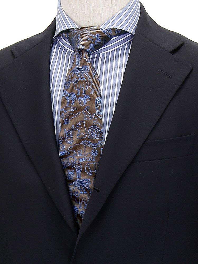 Colorata Mammal Tie x cm Brown Blue Animal Print Silk Jacquard Elephant Animal Gift Present [COLORATA] (145 8.5 / & / / 100% / Weave) Bear, Tiger, (24