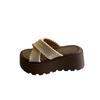 Muffin thick bottom heightening cross with cool slippers women's summer wear 2025 summer new bohemian beach slippers
