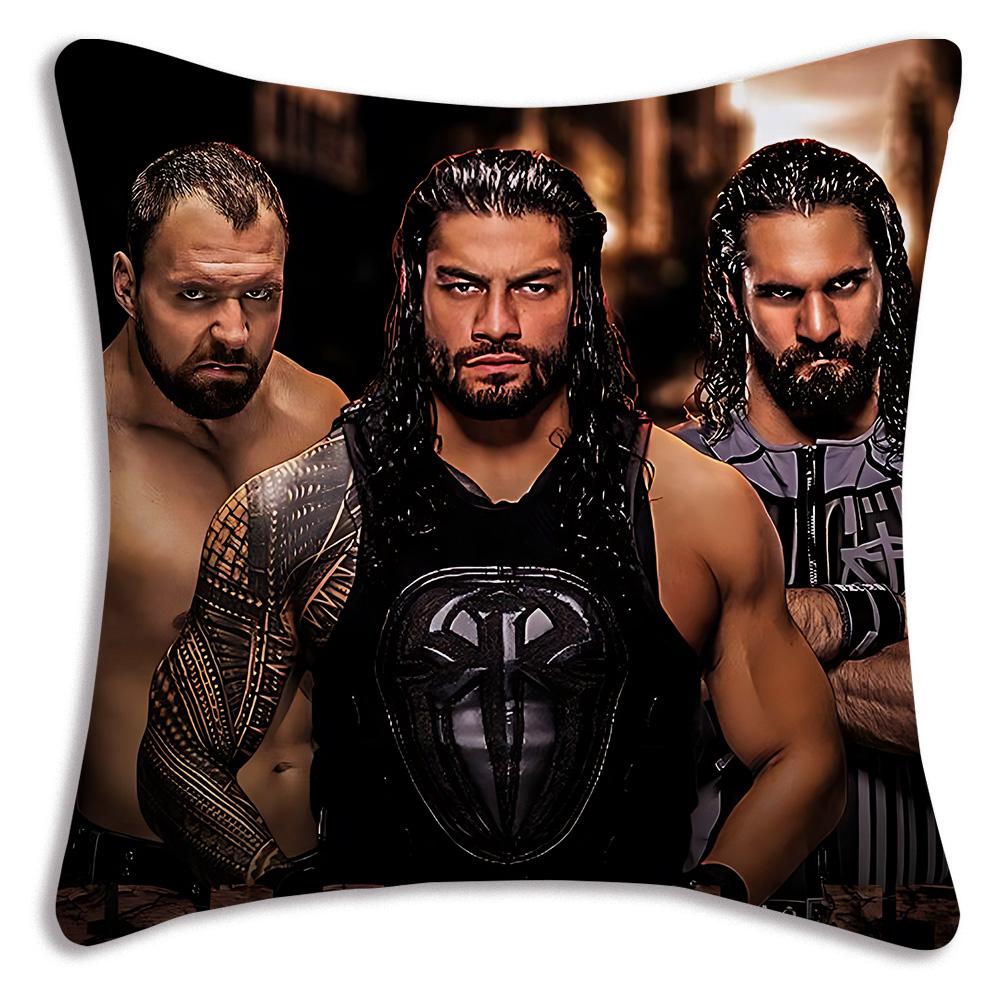 W-WWE LOGO W-WrestleMania Pillow Covers Cartoon Sofa Decorative Home Double-sided Printing Short Plush Cute Cushion Cover
