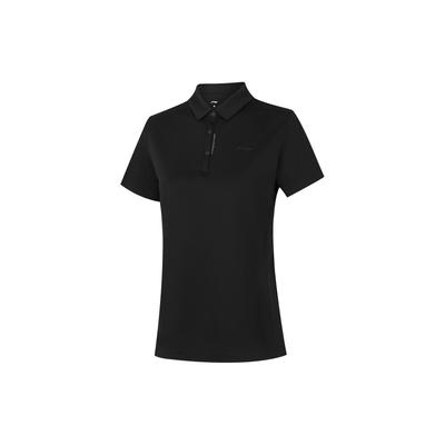 Solid Color Quick-Dry Breathable Sports Polo Shirt Women Tops Black APLU126-4