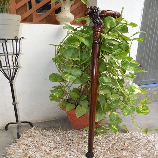 Lion Face Wooden Carved Walking Stick Cane Handmade Wood Crafted Comfortable Handle Hand Carved Cane for Man, Woman Best Gift For Adult's