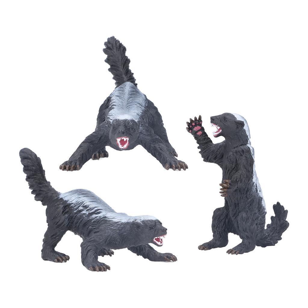 Lifelike Wild Animal Figure Plastic Attacking Standing Prone Postures Ratel Figure Toy