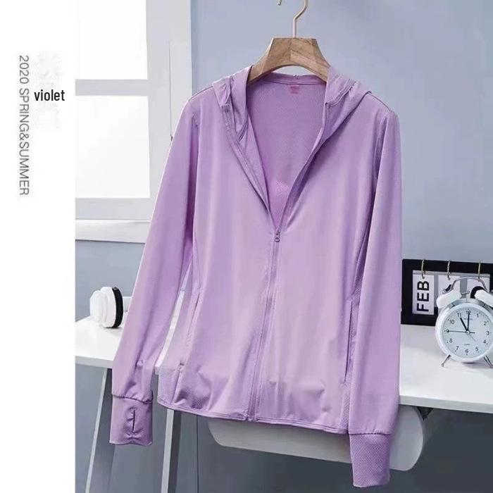 Ice Silk Women's Hooded Sun Protection Cardigan – Lightweight, Breathable Long Sleeve Jacket for Summer Outdoors