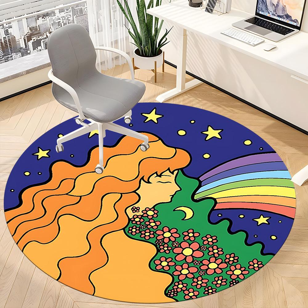 1 Stück Fantasy Universum Büro Runder Teppich, Matte Geeignet Für Büro, Unter Bürostühlen Schlafzimmer Wohnzimmer Heimdekoration, Zimmer Deko