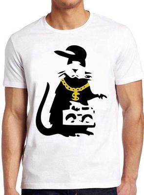 Banksy Gangsta Rat Art Drawing Top Funny Meme Top Design Gift Tee T Shirt M1164