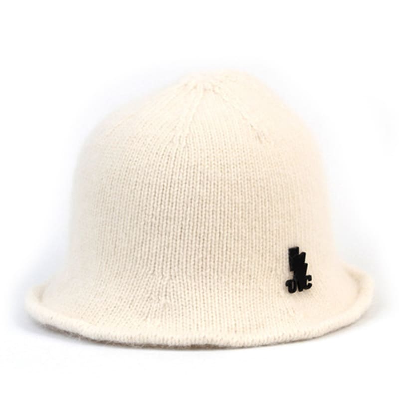 Universell kemi Angora Stickad Elfenbensfärgad Trådkorgshatt