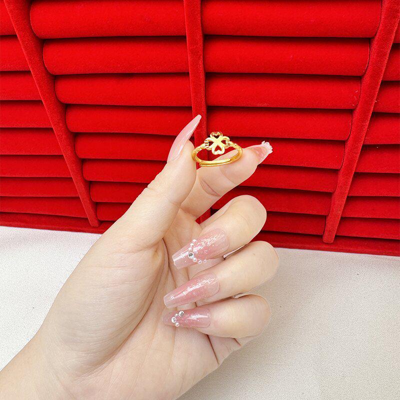 Exquisite Sand Gold Open Ring for Women: High-End Niche Design, Light Luxury Style, Long-Lasting Color, Imitation Gold.