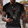 Round Neck 3D Spider Printed T-shirts Fashionable Short Sleeved Men's T-shirts - Soft Medium Stretch Polyester Fabric Summer Relaxed Fit Clothing