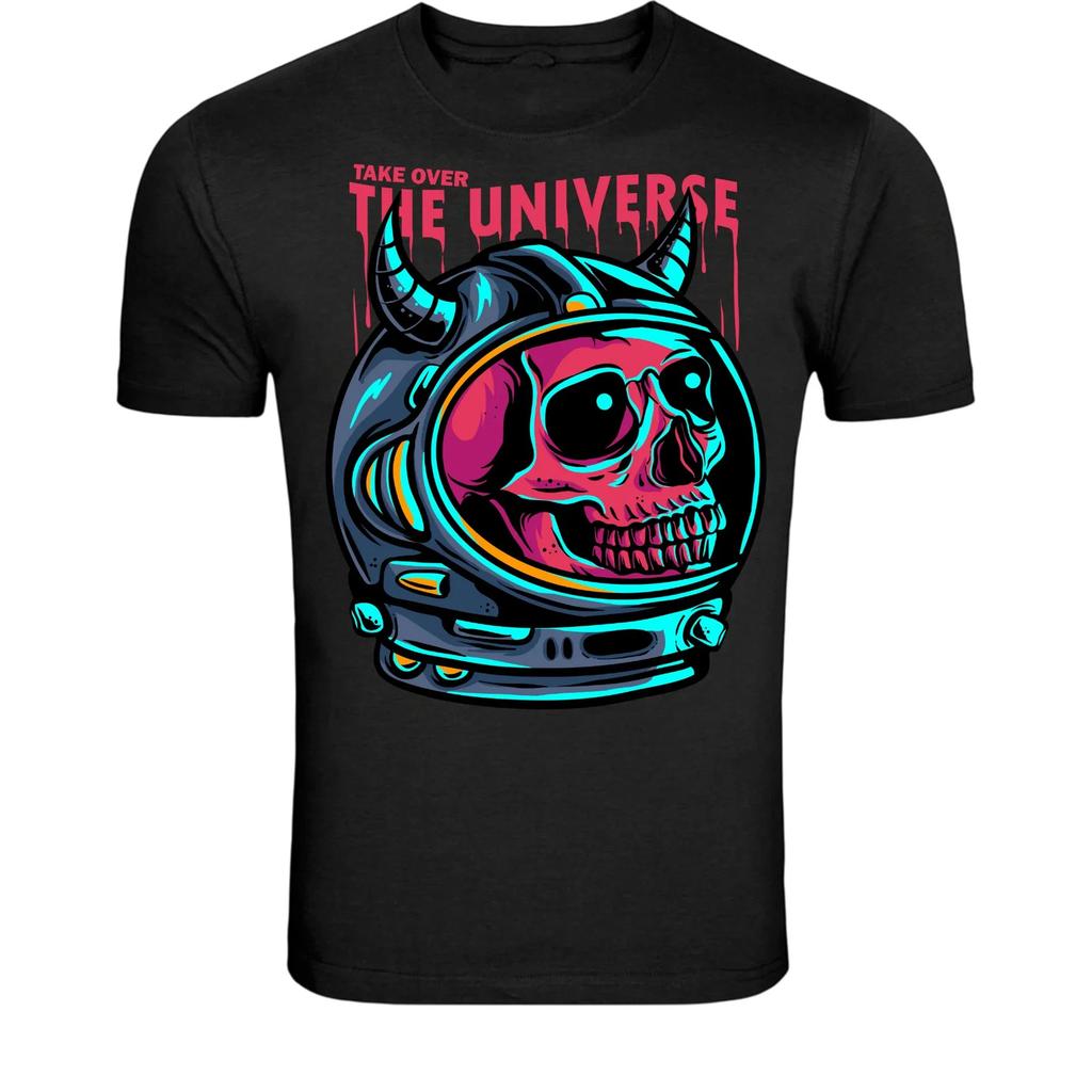 Take Over The Universe Skull Astronaut Helmet T-Shirt - Neon