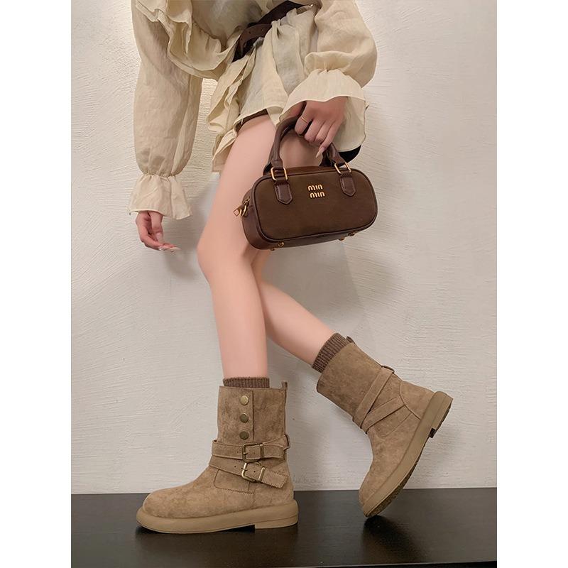 Maillard retro belt buckle short western cowboy boots women's new fashion versatile casual knight boots