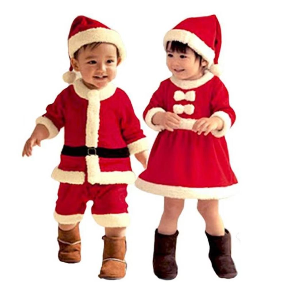 Santa Claus Christmas Baby Clothes New Year Toddler Girl Dress Set  Infant Winter Outwear